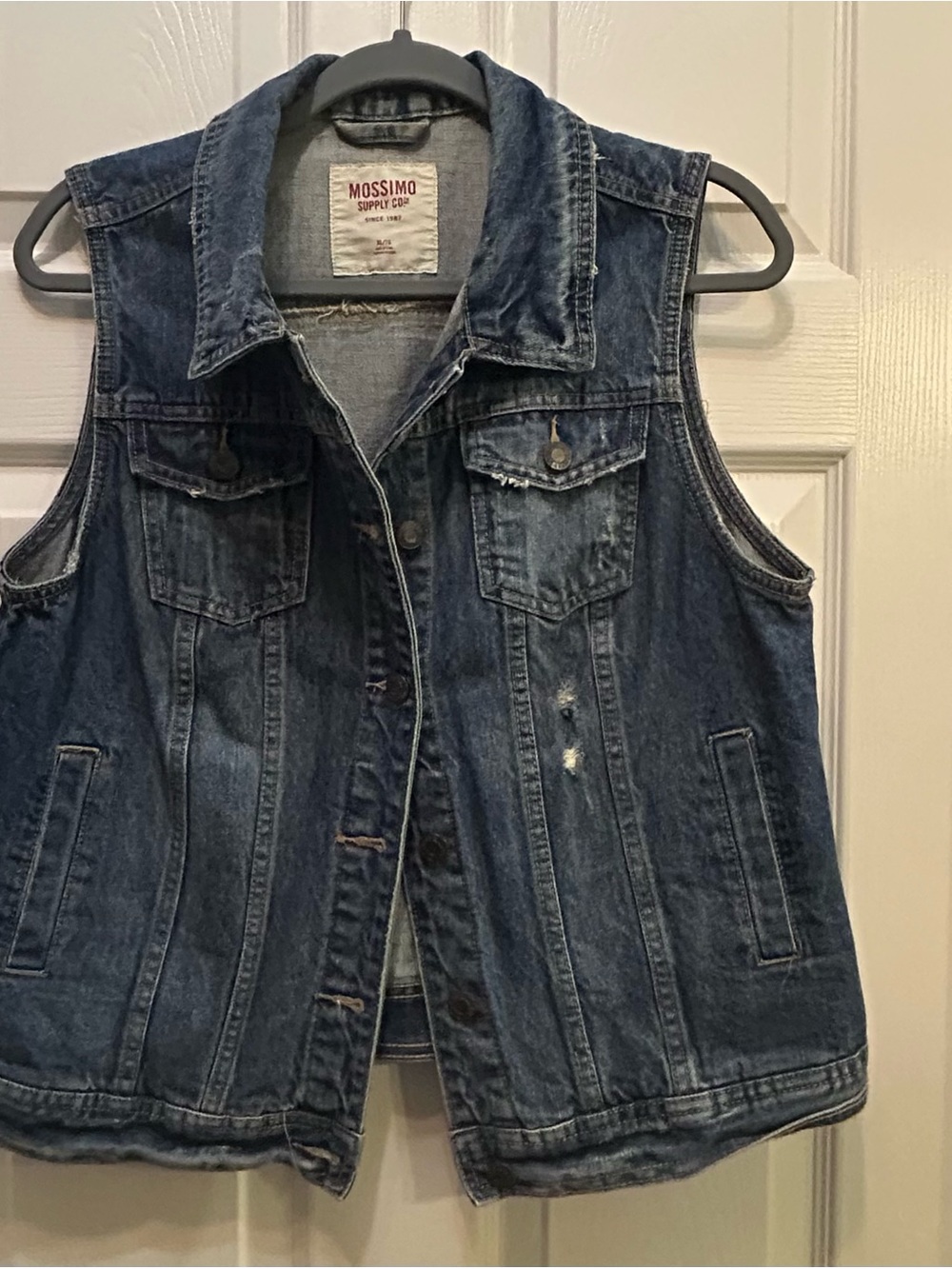 Mossimo Supply Co. Distressed Denim Vest in Blue